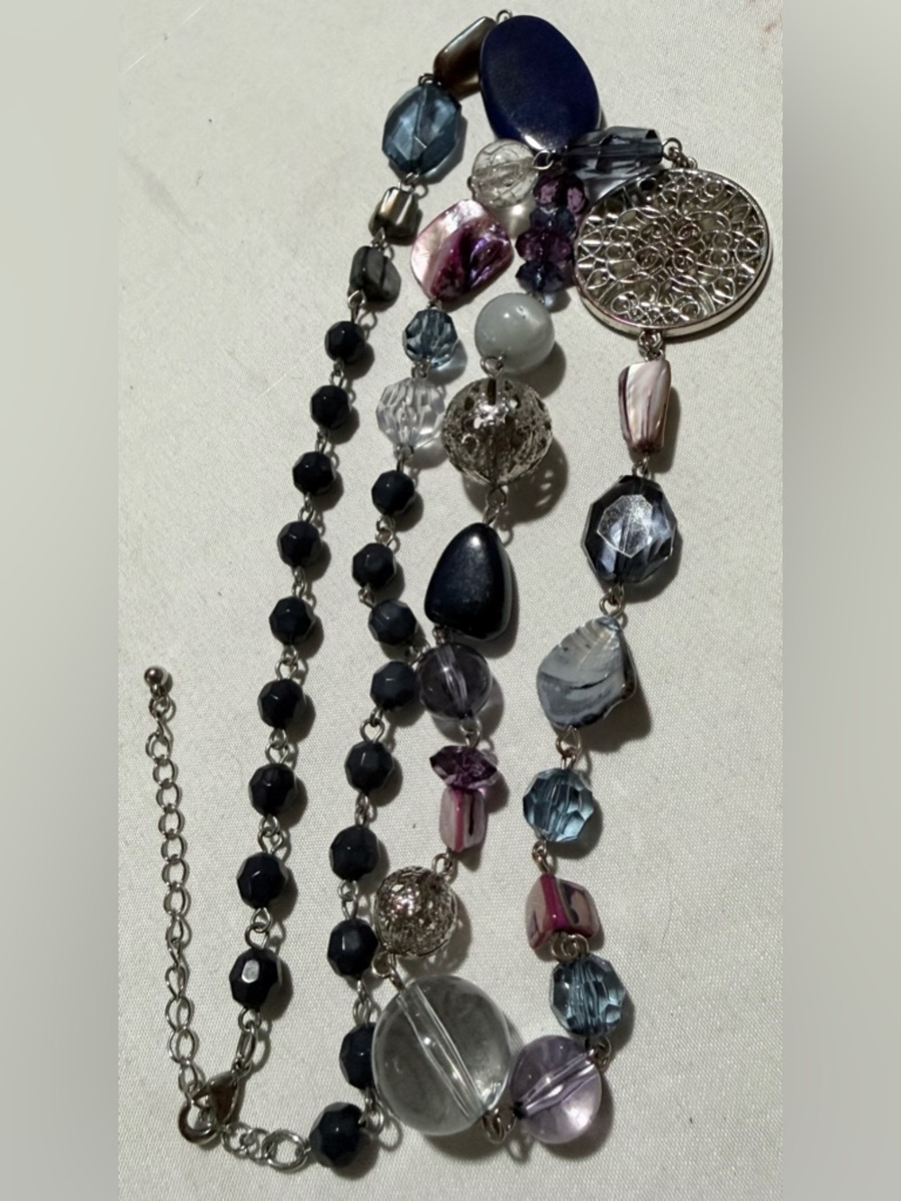 Multi-Color Glass Bead Statement Necklace - Women Jewelry - Picture 2 of 6